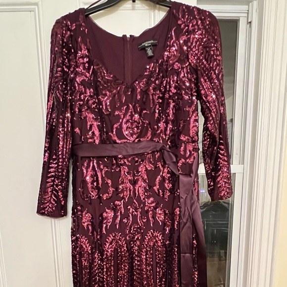 R & M Richards Dresses & Skirts - Burgundy Plus Size Godet Sequin Gown